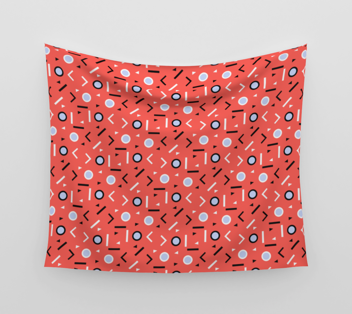 Memphis Tribes - Coral Wall Tapestry preview
