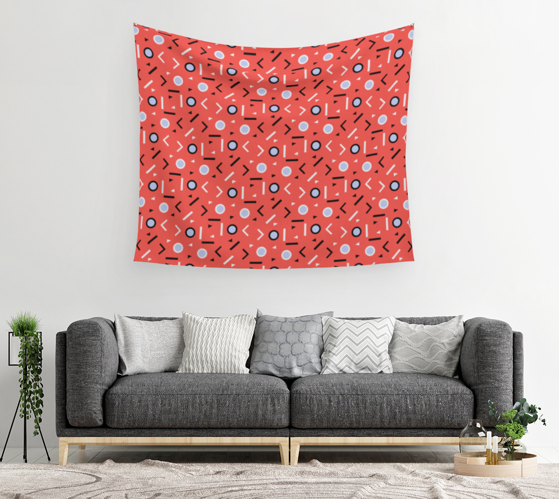 Aperçu de Memphis Tribes - Coral Wall Tapestry #2
