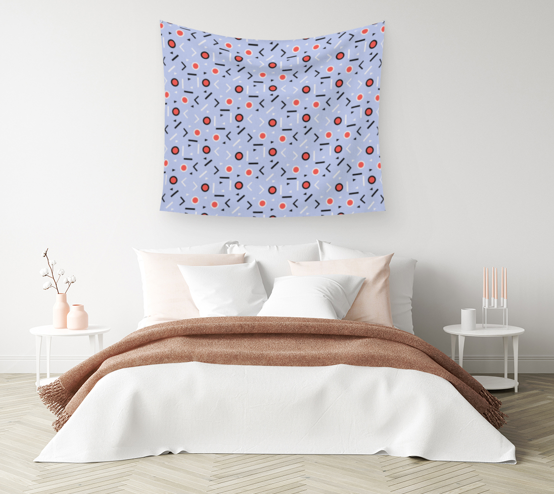 Memphis Tribes - Dove Blue Wall Tapestry preview #1
