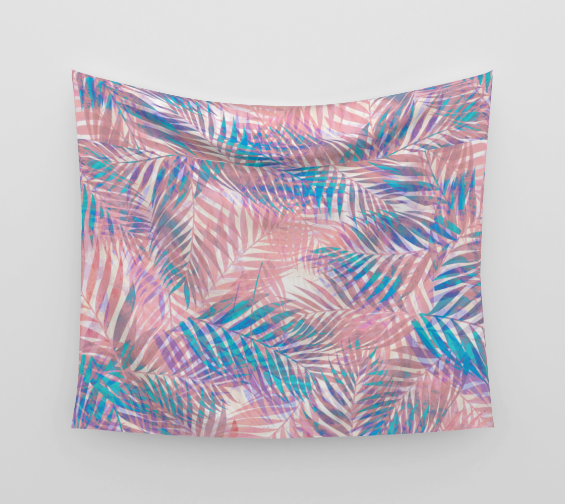 Palm Leaves - Iridescent Pastel Wall Tapestry preview