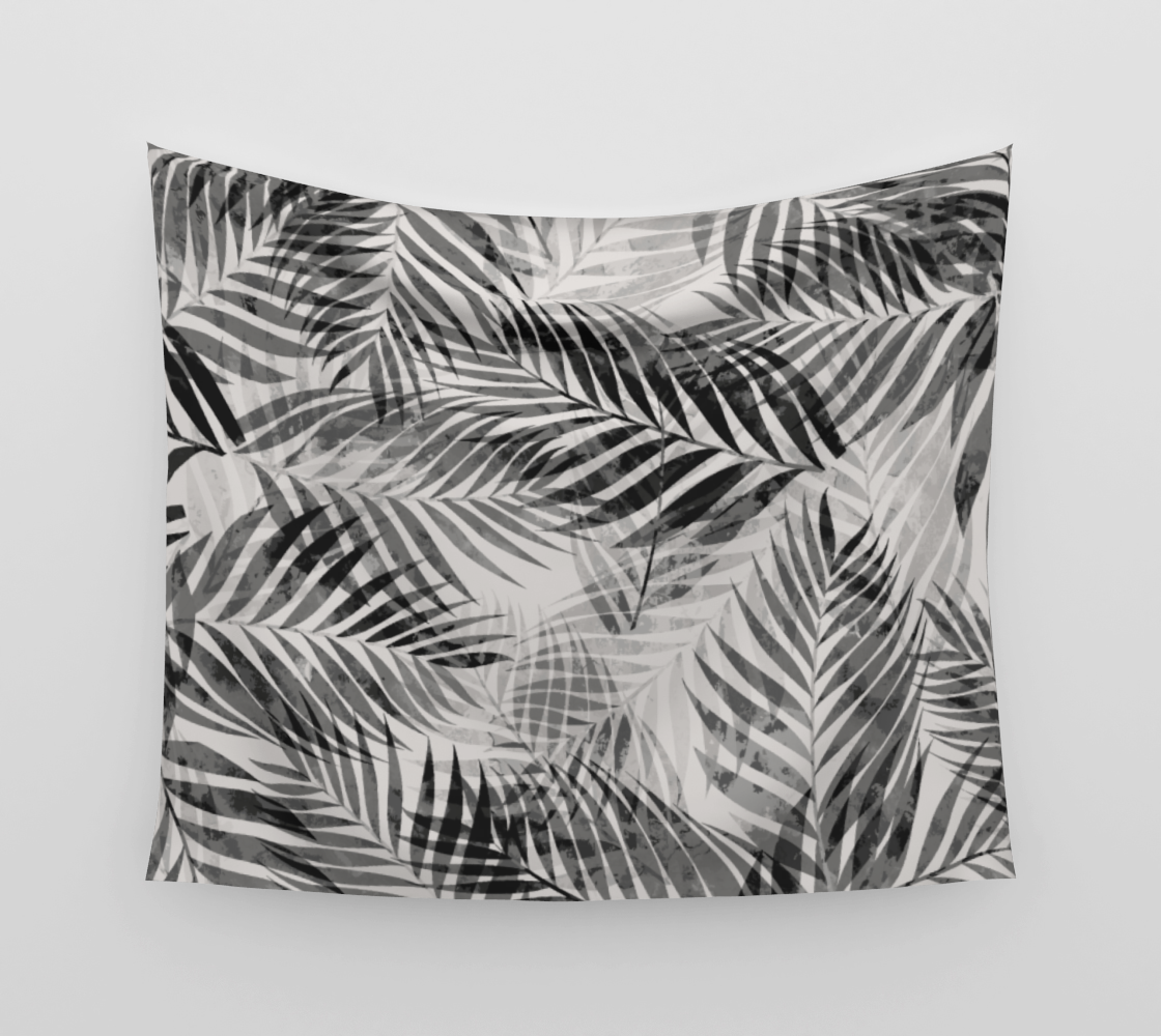 Palm Leaves - Black & White Wall Tapestry preview