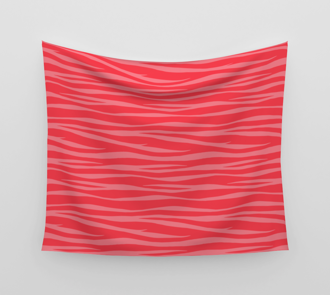 Zebra Print - Coral Macaroon Wall Tapestry preview