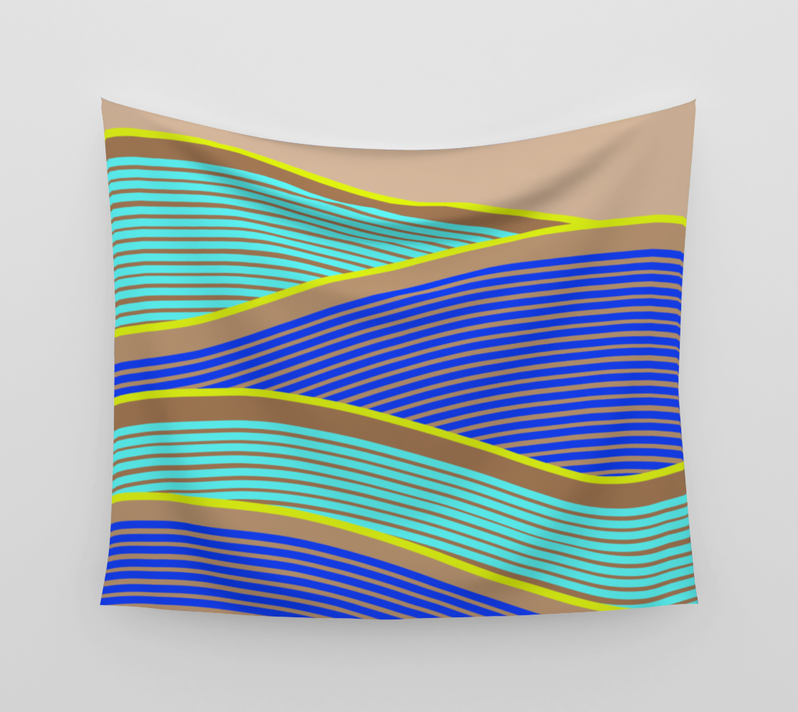 Happy Times - Neon Waves Wall Tapestry preview