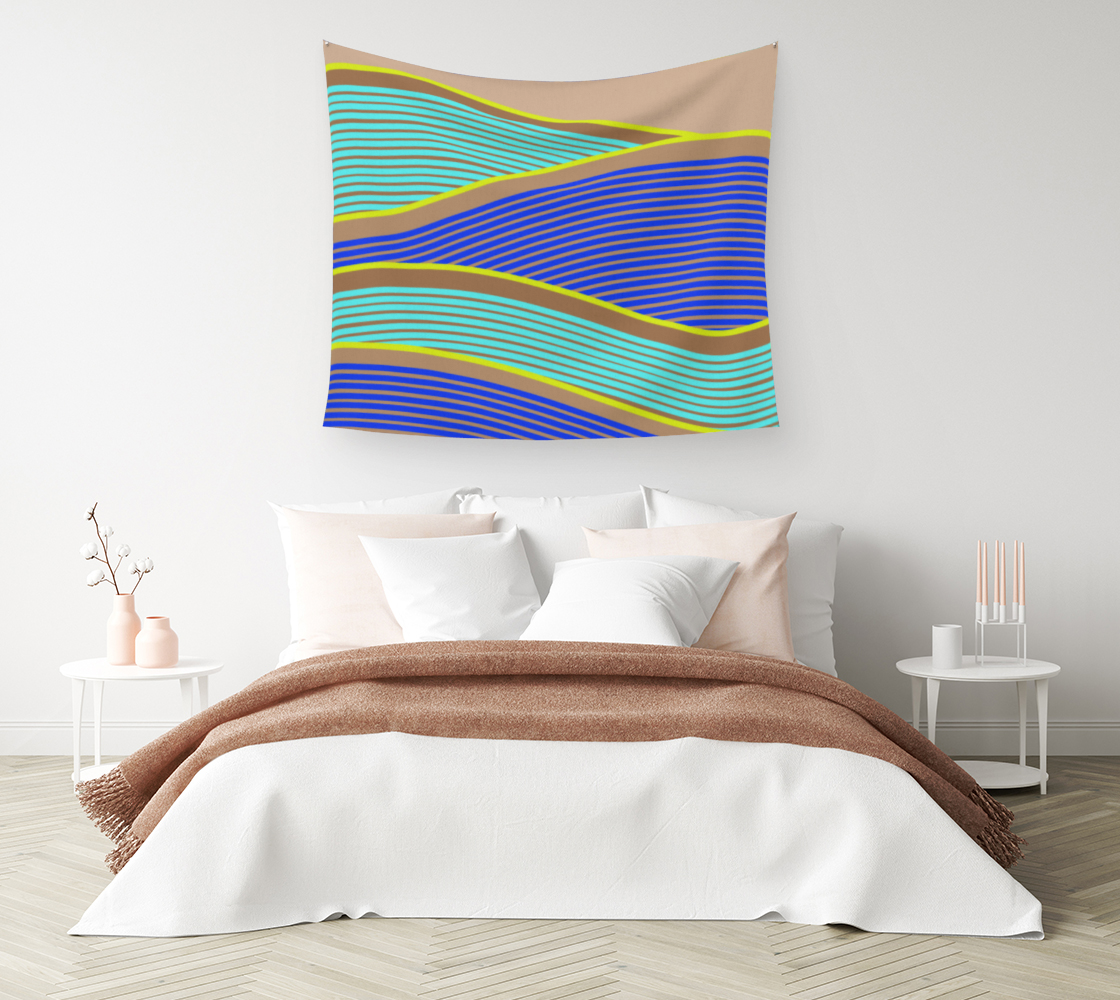 Aperçu de Happy Times - Neon Waves Wall Tapestry #1