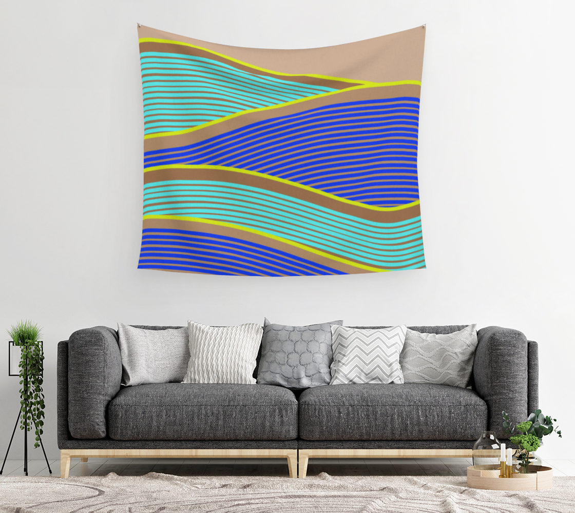 Aperçu de Happy Times - Neon Waves Wall Tapestry #2