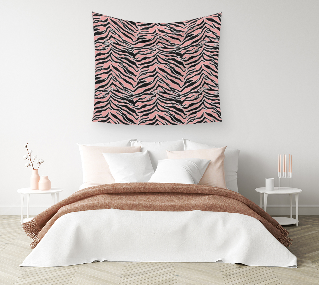 Aperçu de Tiger Print - Blush Peach Wall Tapestry #1