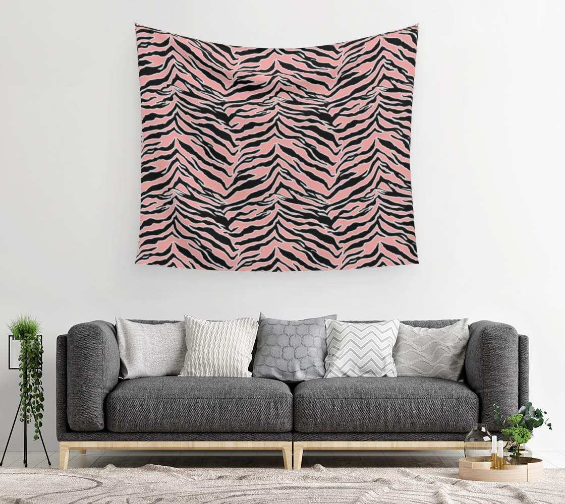 Aperçu de Tiger Print - Blush Peach Wall Tapestry #2