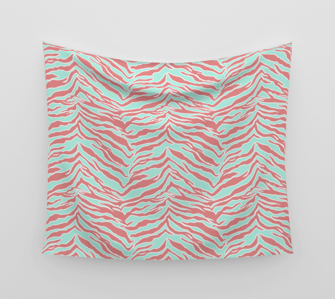Tiger Print - Blush Mint Wall Tapestry preview
