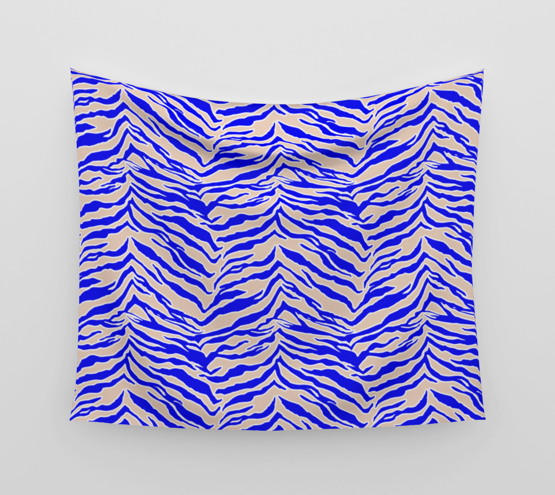 Tiger Print - Cobalt Blue Wall Tapestry preview