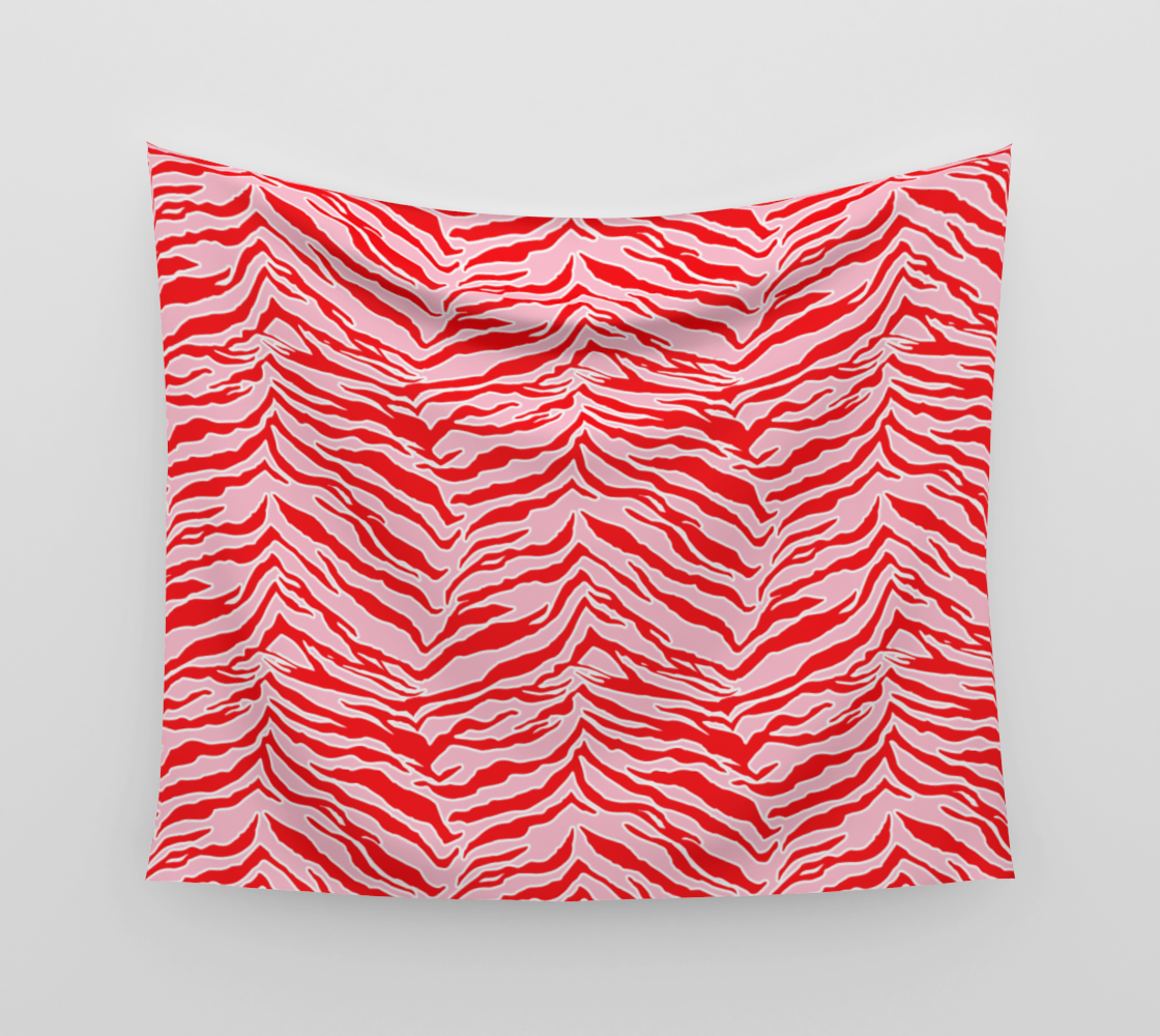 Tiger Print - Red and Pink Wall Tapestry preview