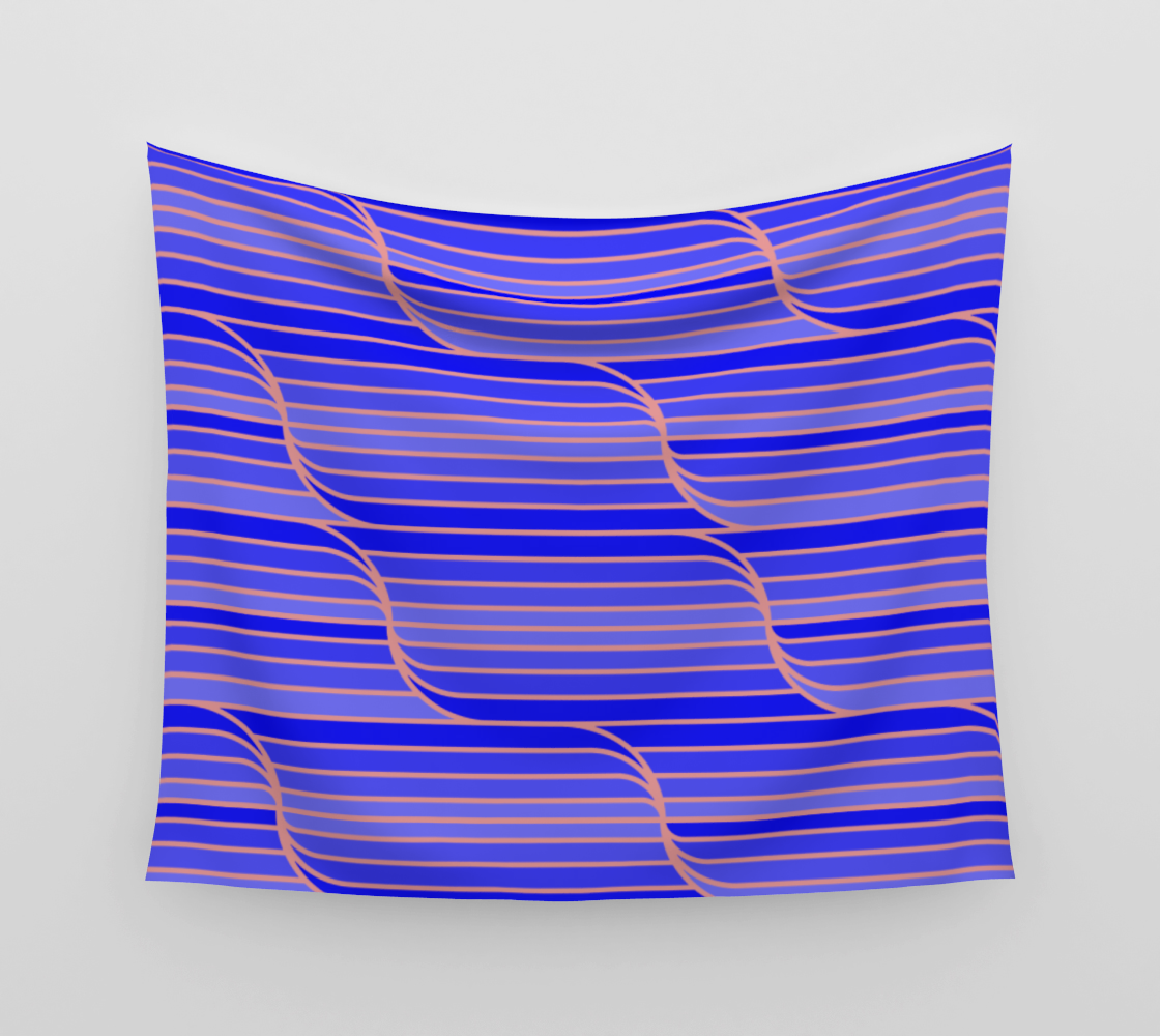 Geo Stripes - Cobalt Blue Wall Tapestry preview