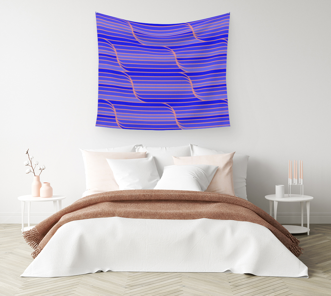 Aperçu de Geo Stripes - Cobalt Blue Wall Tapestry #1