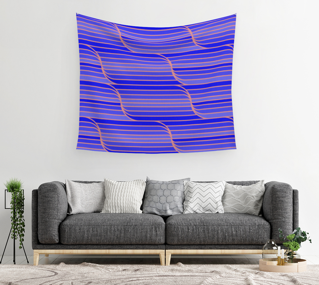 Aperçu de Geo Stripes - Cobalt Blue Wall Tapestry #2