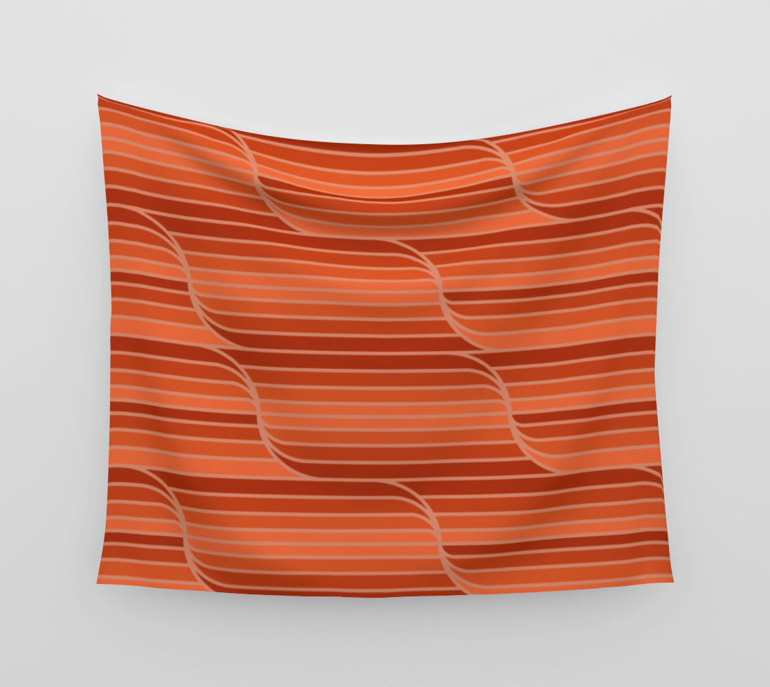 Geo Stripes - Rust Orange Wall Tapestry preview