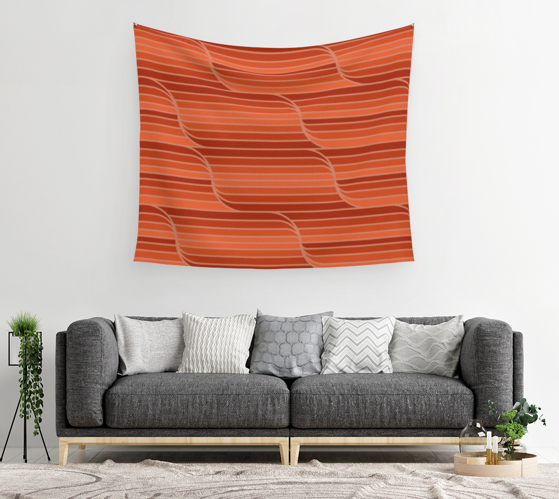 Aperçu de Geo Stripes - Rust Orange Wall Tapestry #2