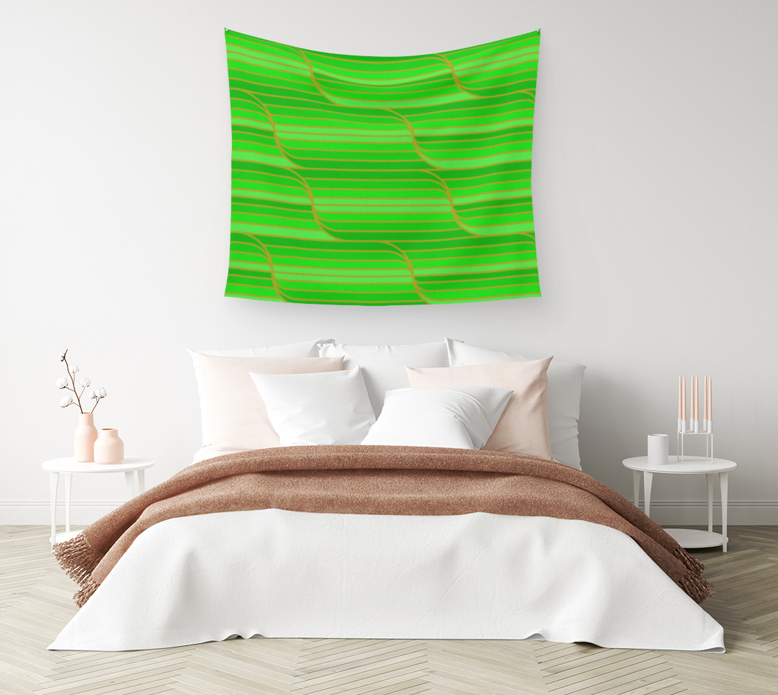 Aperçu de Geo Stripes - Green Wall Tapestry #1