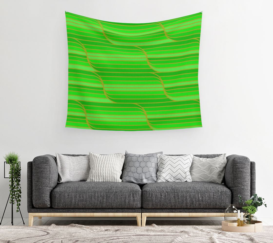 Aperçu de Geo Stripes - Green Wall Tapestry #2