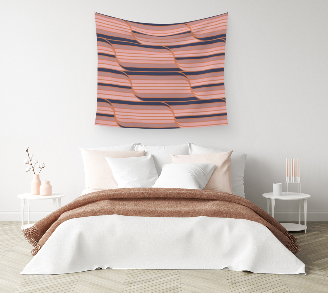 Geo Stripes - Navy & Neutral Wall Tapestry preview #1