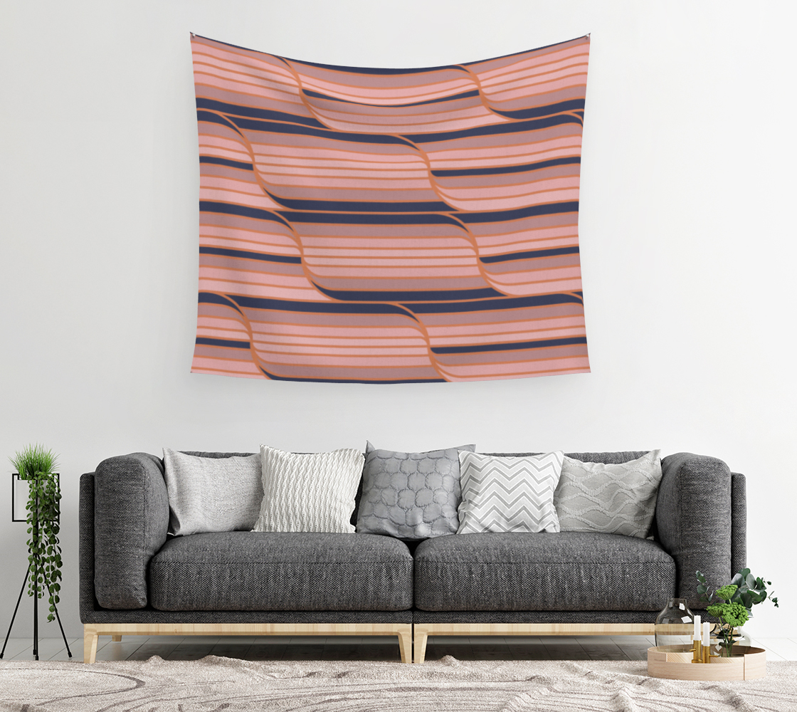 Geo Stripes - Navy & Neutral Wall Tapestry preview #2