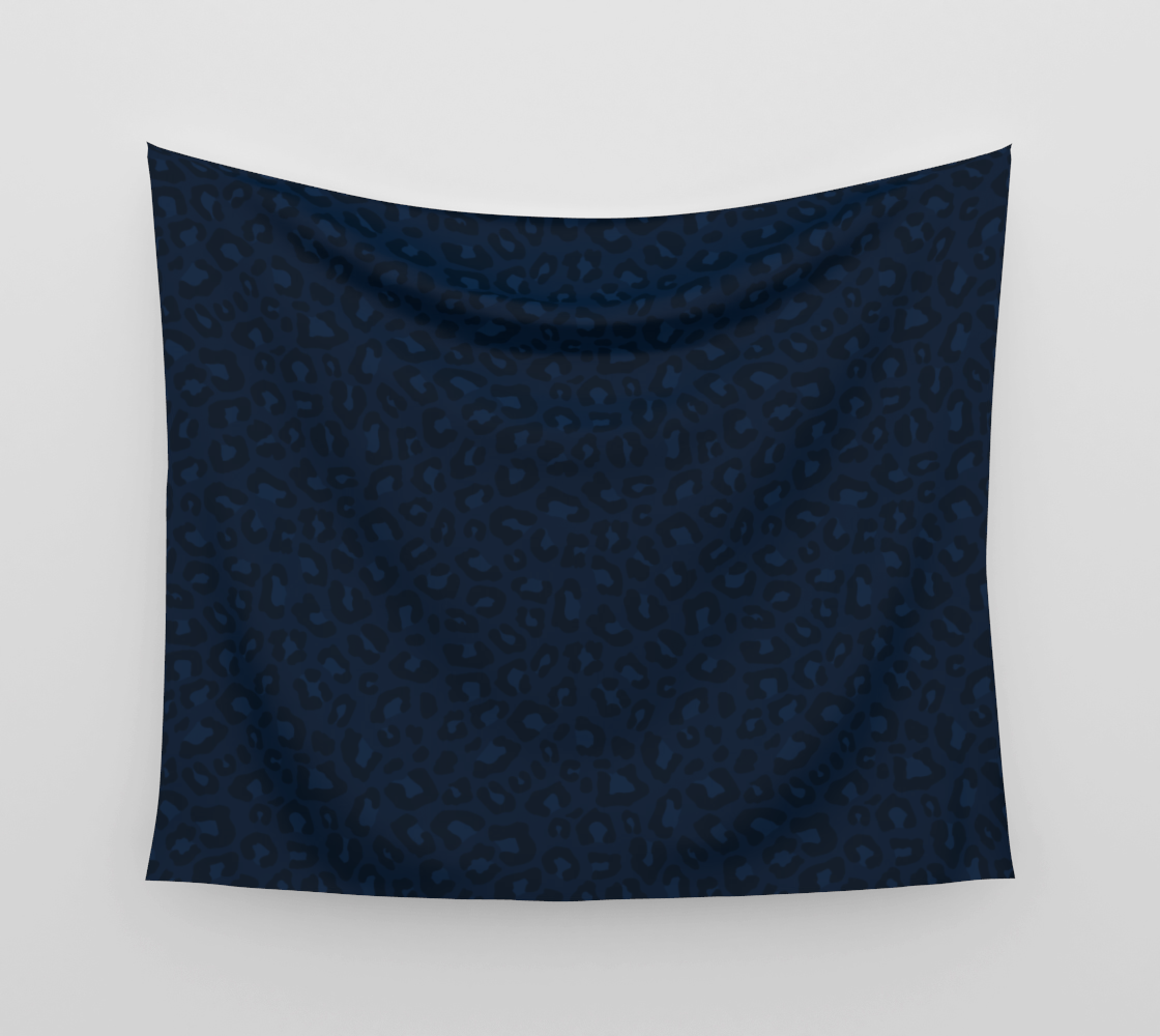 Leopard Print 2.0 - Navy Blue Wall Tapestry preview