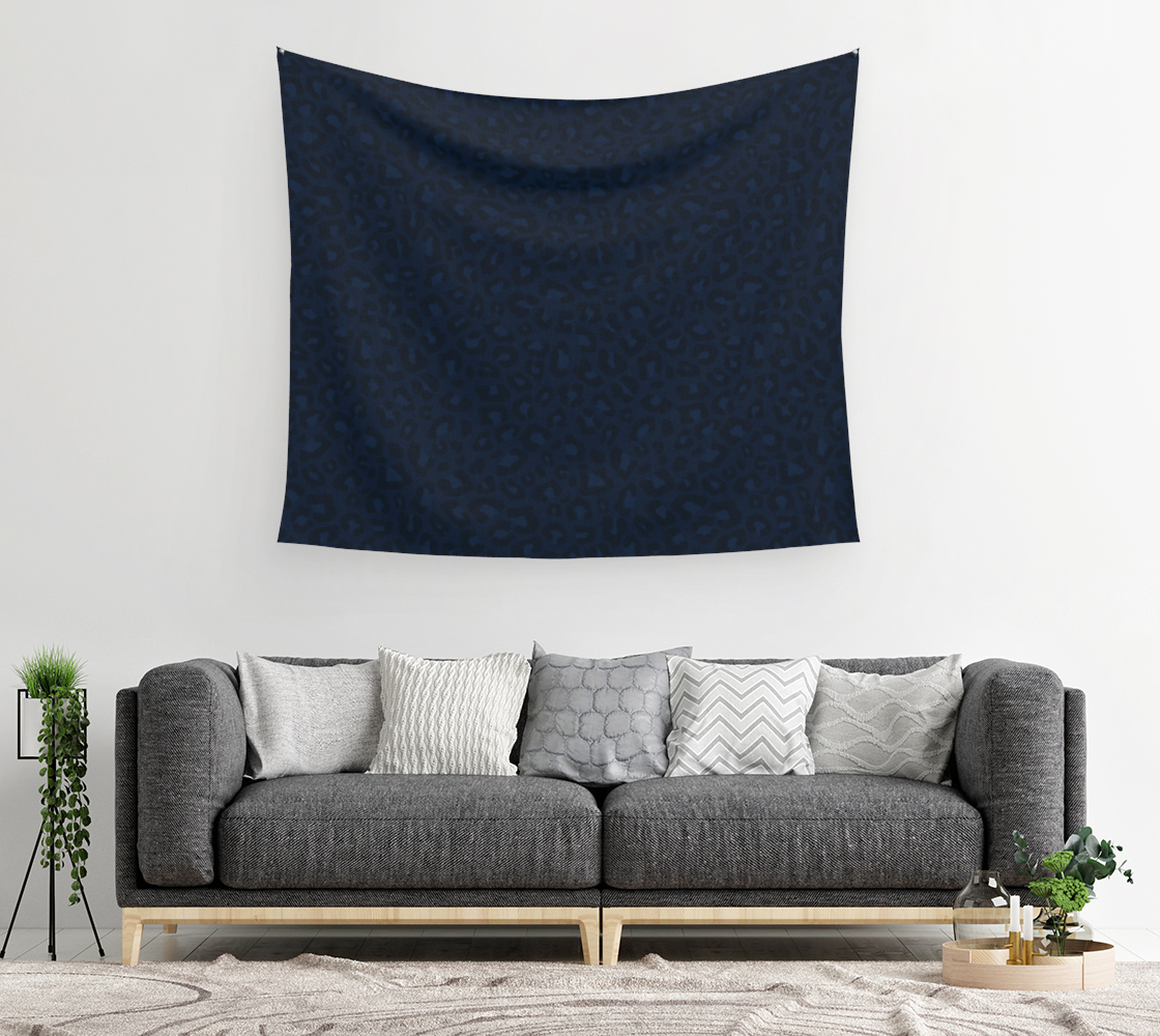 Leopard Print 2.0 - Navy Blue Wall Tapestry preview #2