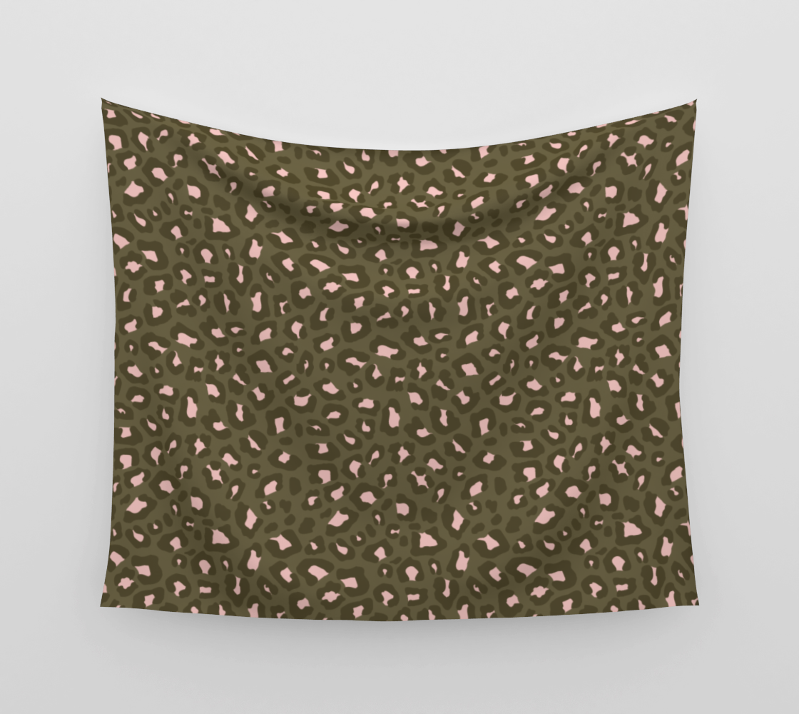 Leopard Print 2.0 - Olive Green Wall Tapestry thumbnail #4