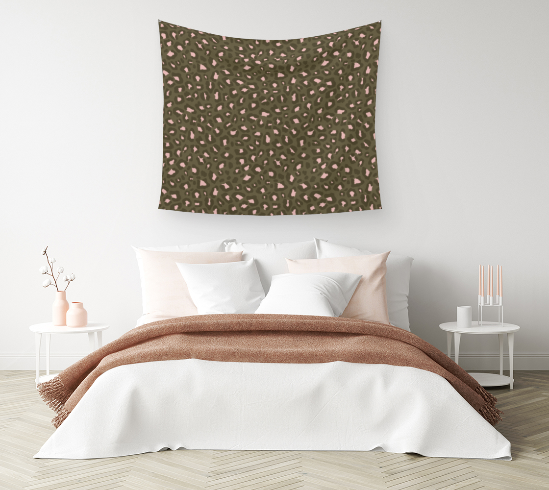 Leopard Print 2.0 - Olive Green Wall Tapestry preview #1