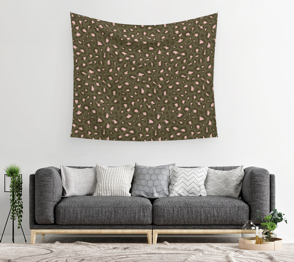 Leopard Print 2.0 - Olive Green Wall Tapestry preview #2