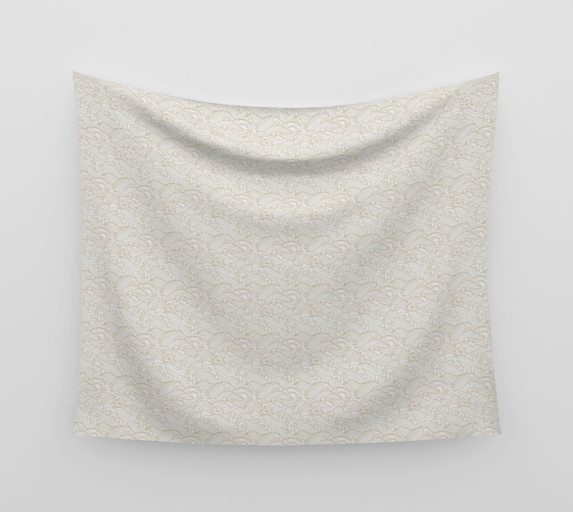 Golden Waves in White Wall Tapestry  preview