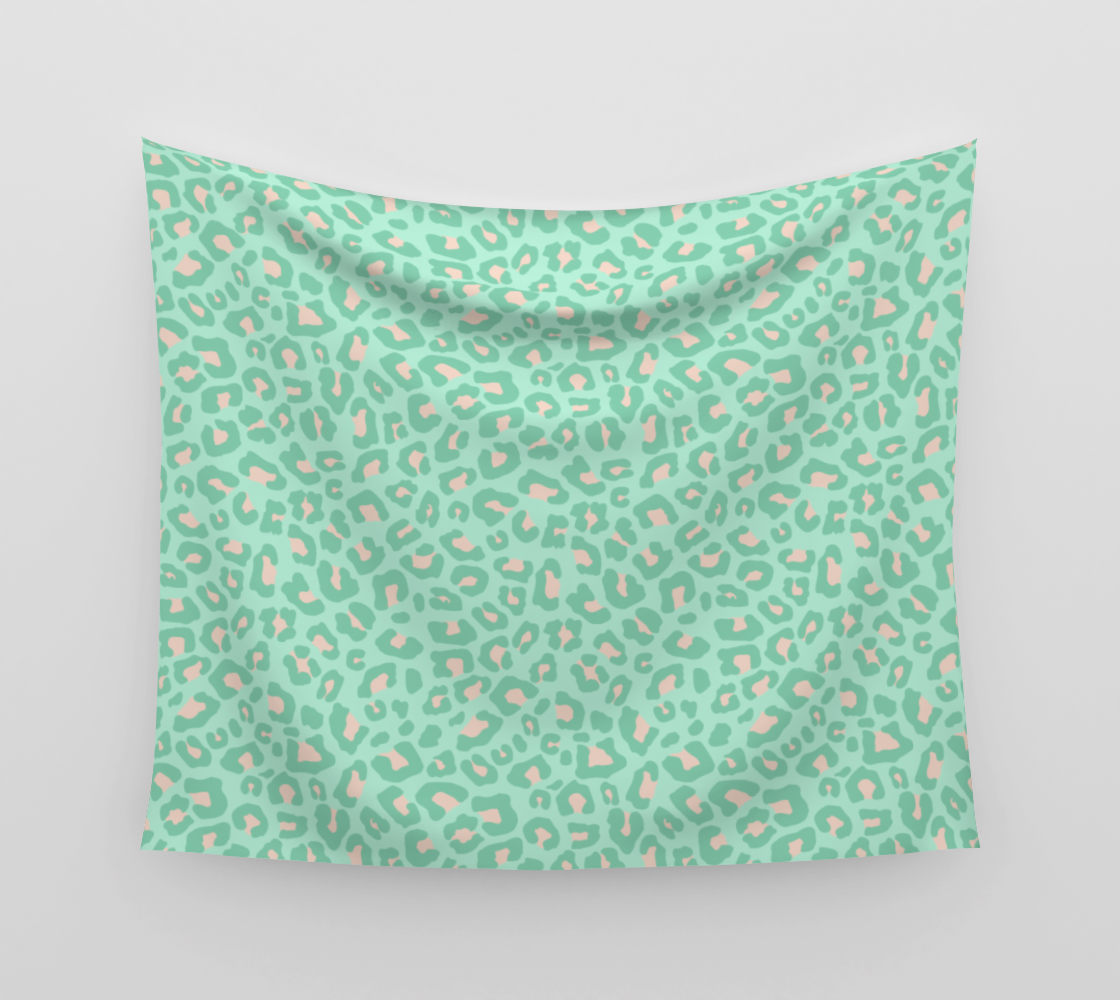 Leopard Print 2.0 - Neo Mint Wall Tapestry preview
