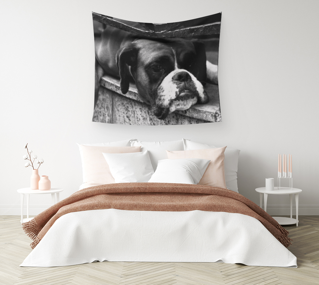 Boxer Dog On Windowsill Wall Tapestry preview #1