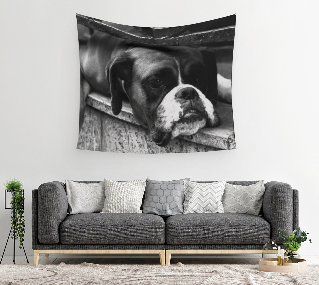 Boxer Dog On Windowsill Wall Tapestry preview #2