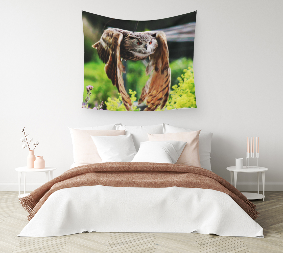 Owl In Flight Wall Tapestry preview #1