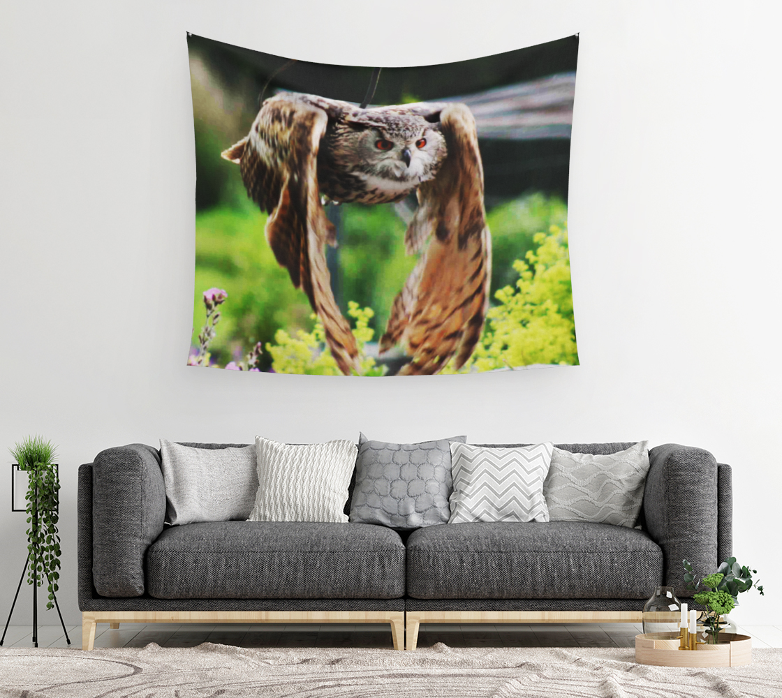 Owl In Flight Wall Tapestry preview #2