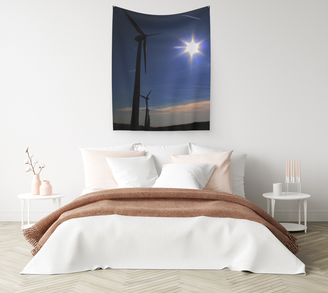 Windfarm and Blue Sky Wall Tapestry preview #1