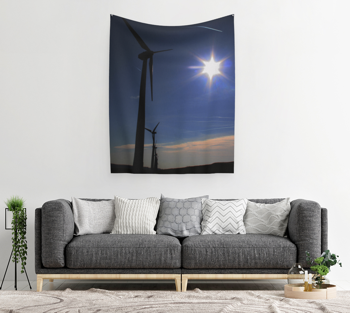 Windfarm and Blue Sky Wall Tapestry preview #2