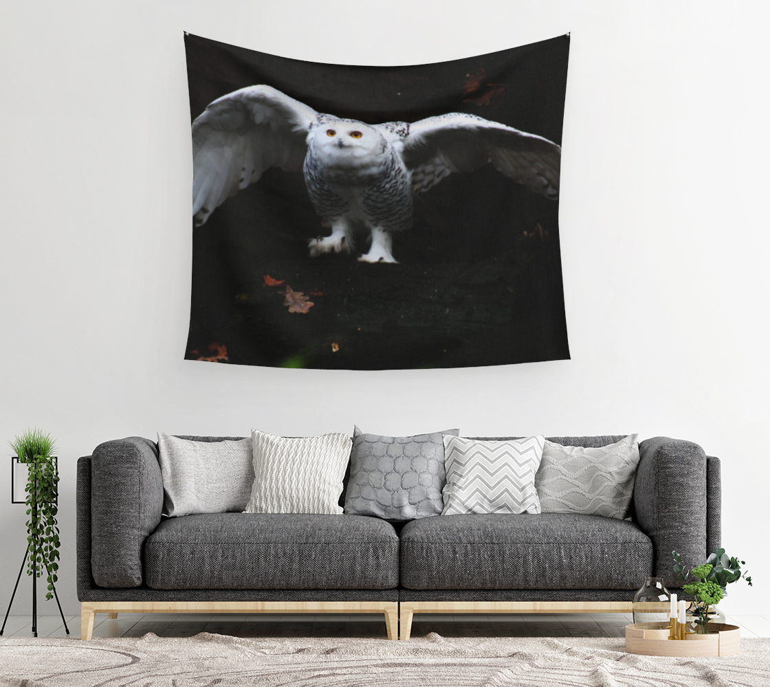 Snowy Owl With Open Wings Wall Tapestry preview #2