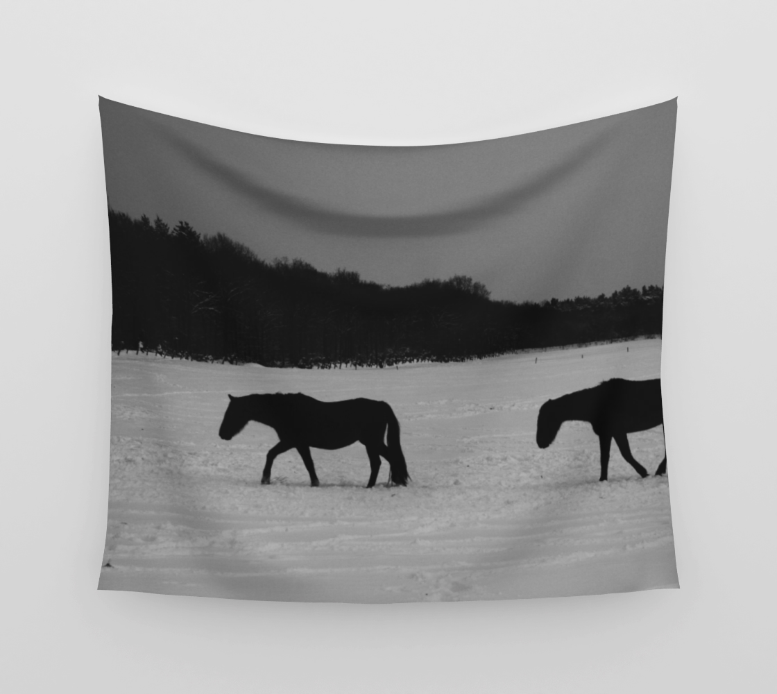 Horses On Snow Wall Tapestry preview