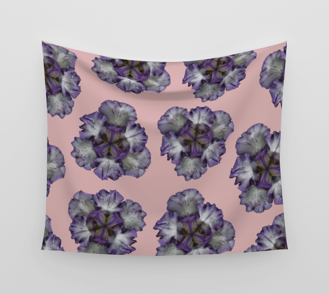 Aperçu de Wall Tapestry * Purple Bearded Iris Wall Art * Floral Fabric Art * Flower Wall Decor Pink