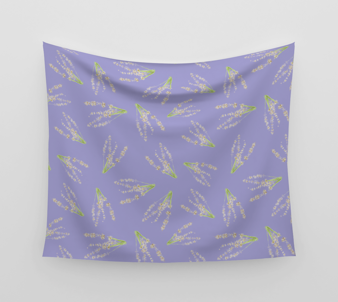 Wall Tapestry * Abstract Floral Wall Art * Pressed Flower Petals * Purple Lavender Watercolor Impressions preview