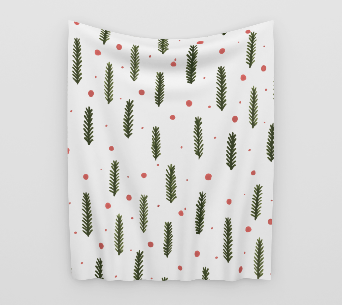 Sap green branches and berries wall tapestry preview
