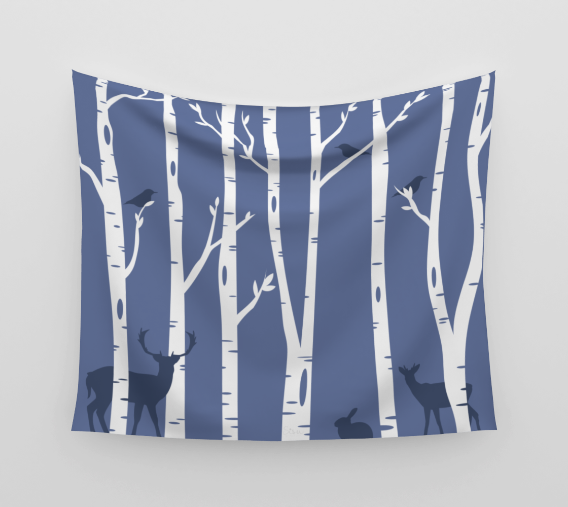 Birch Forest Blue Wall Tapestry thumbnail #4