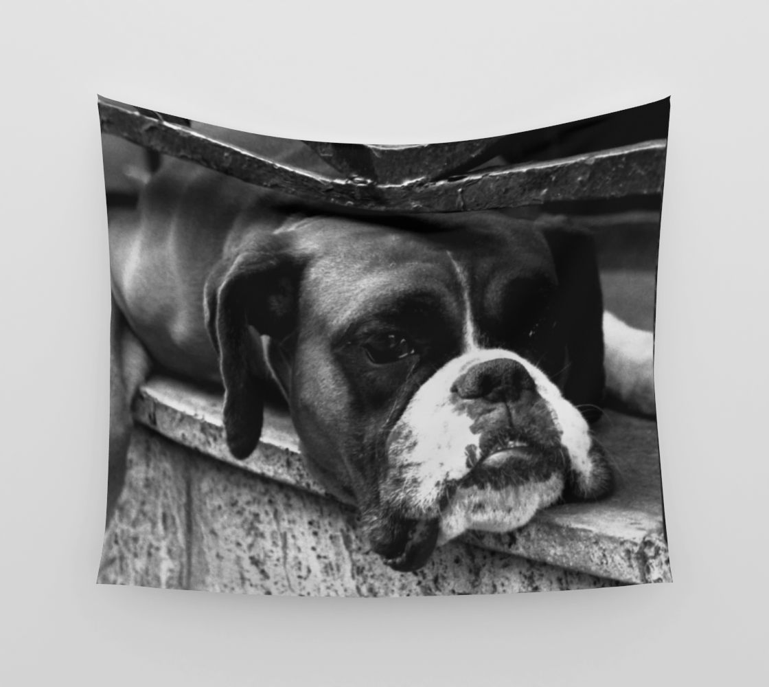 Boxer Dog On Windowsill Wall Tapestry preview