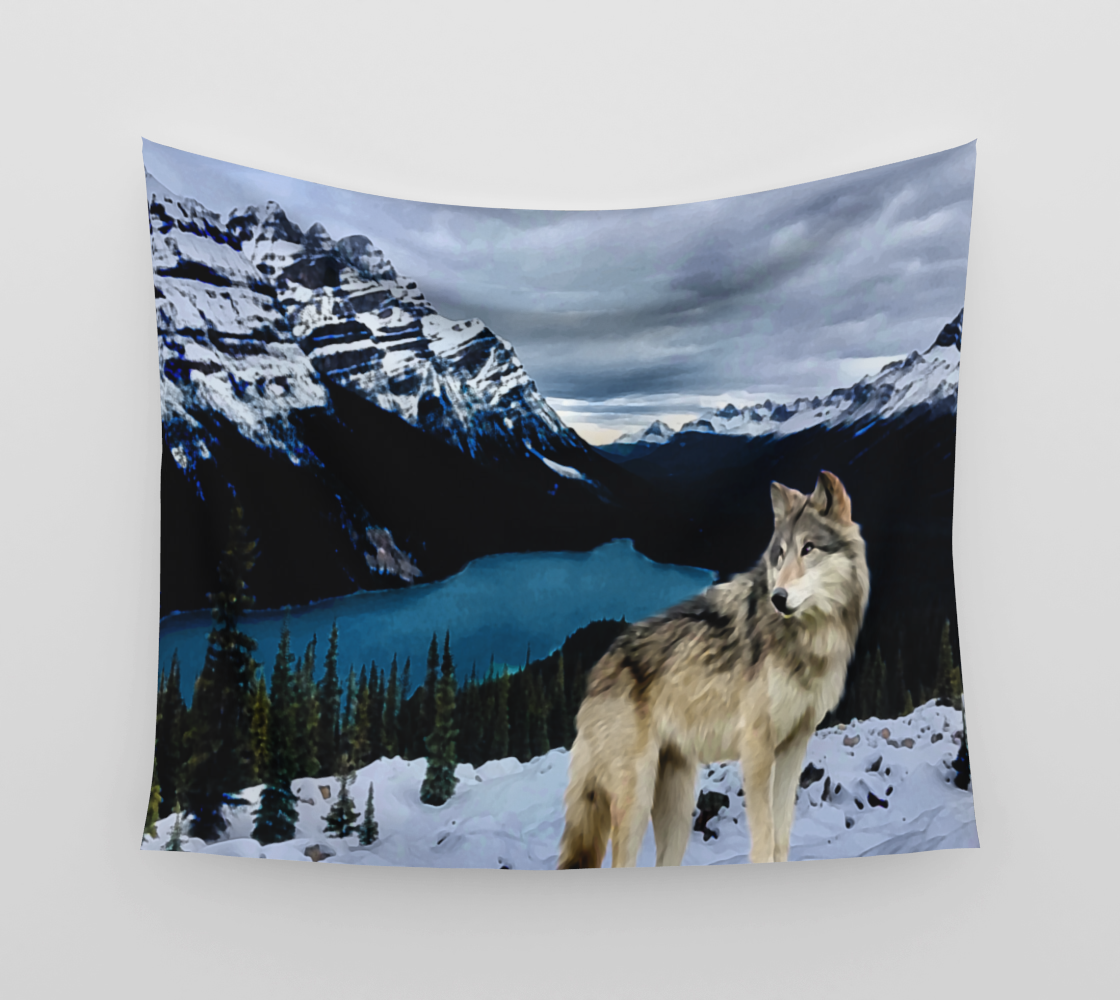 Peyto Lake Wolf Wall Tapestry preview