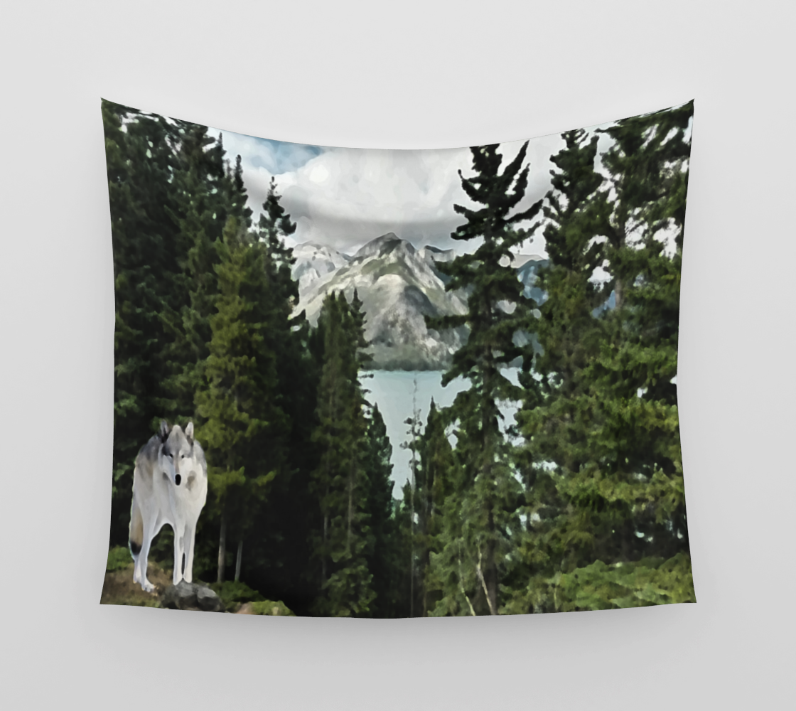 Lake Louise Wolf Wall Tapestry preview