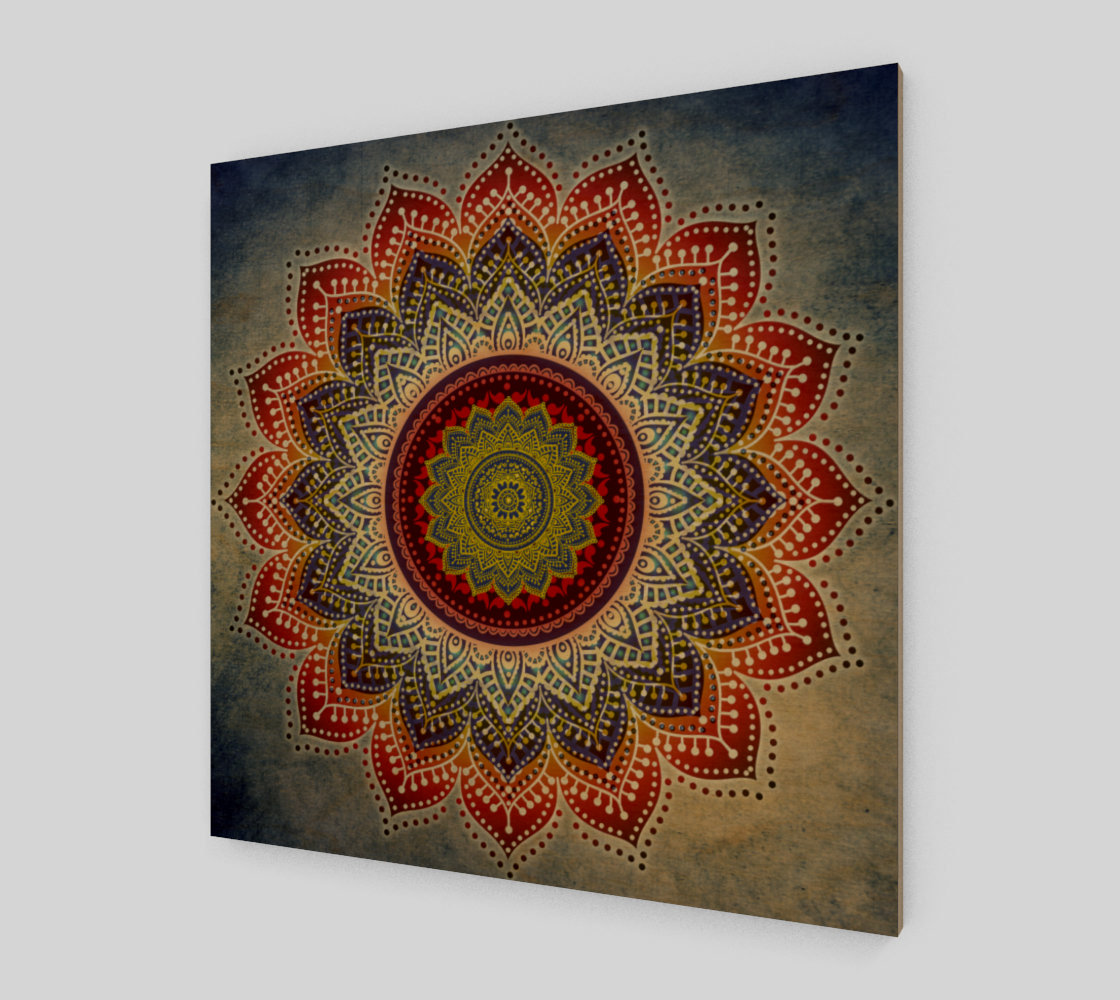 India Folk Art Lotus Mandala - Bohemian Blue Red preview #1