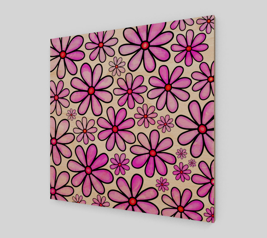 Pink Watercolor Doodle Daisy Flower Pattern preview
