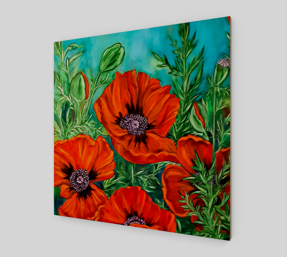 Big Bold Red Poppies Wood Print Art preview #2