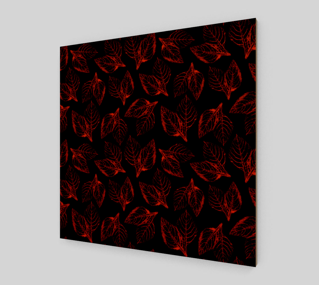 Wood Print * Red Black Floral Wall Hanging * Ready to Hang Wall Art Printed on Wood * Red Amaranth Leaves preview