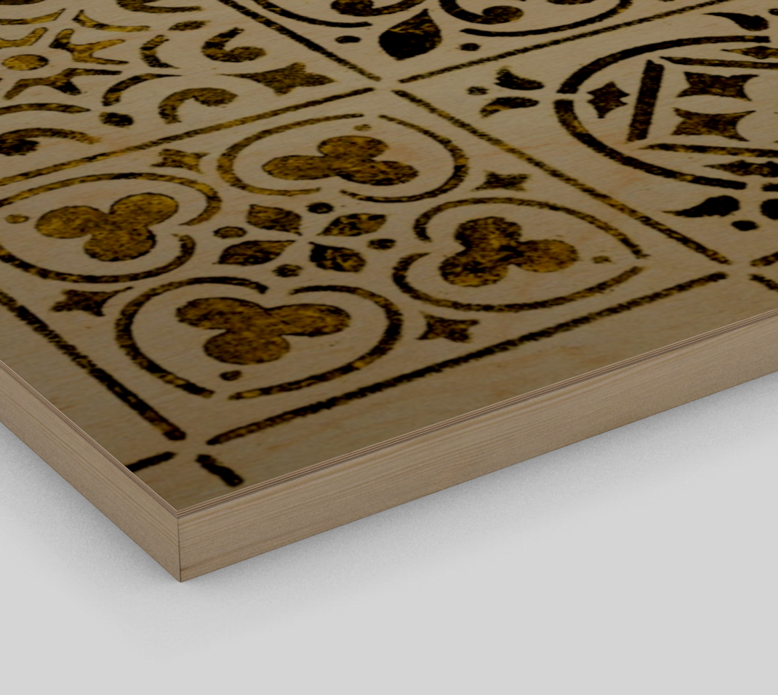 Wood Print * Gold Black White Moroccan Tile Print on Birch Wood Canvas * Geometric Pattern Design thumbnail #4